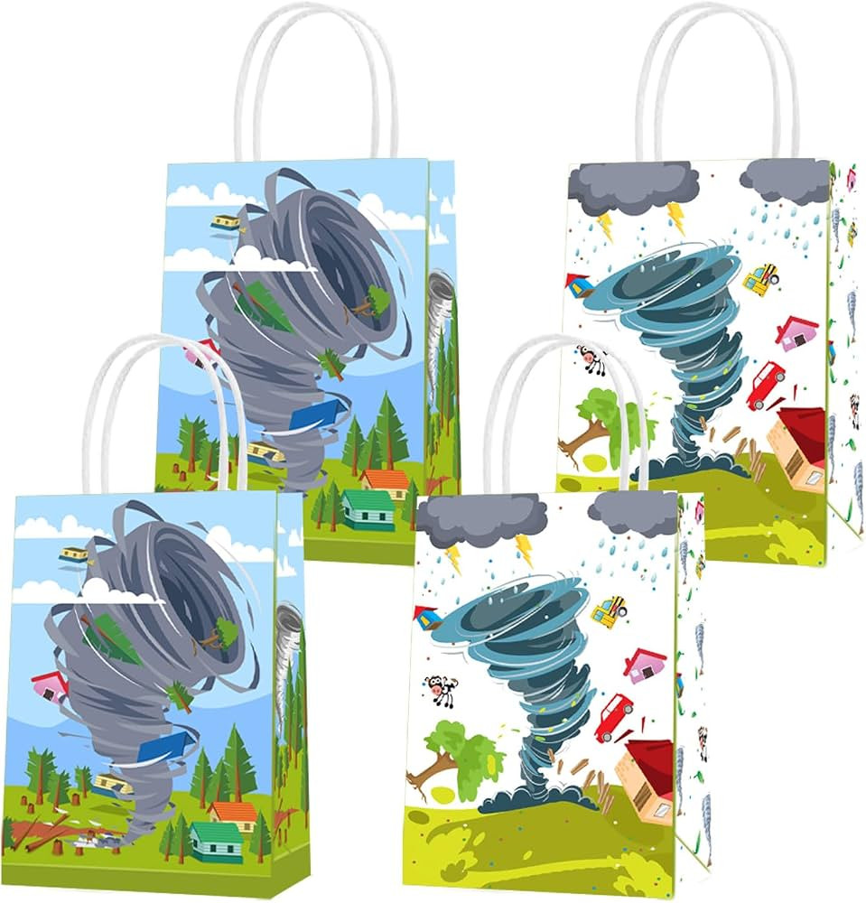 16pcs Tornado Party Favor Bags, Twonado Fournado Birthday Party Supplies, Cartoon Tornado Goody S... | Amazon (US)