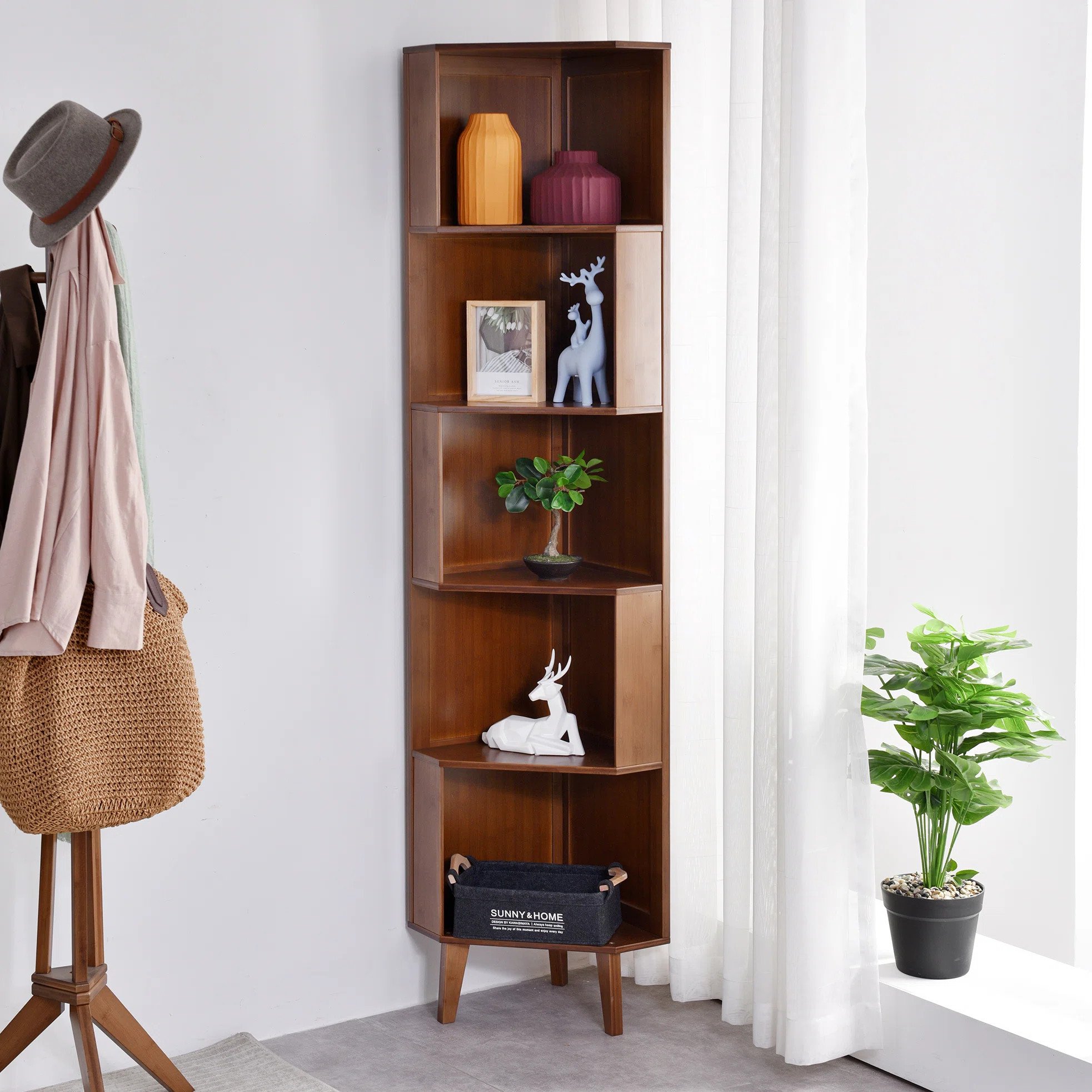 Ilana Corner Bookcase Corner Bookshelf Storage Rack | Wayfair North America