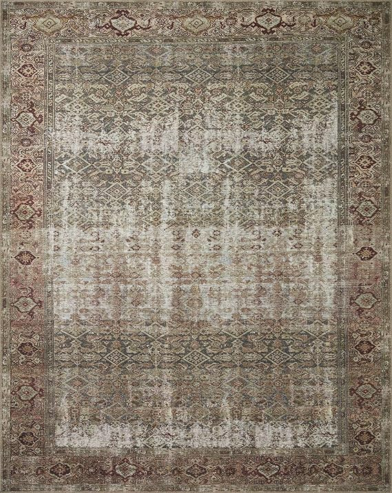 Loloi Amber Lewis Georgie Collection GER-07 Moss/Salmon 7'-6" x 9'-6", .19" Pile Height, Area Rug | Amazon (US)