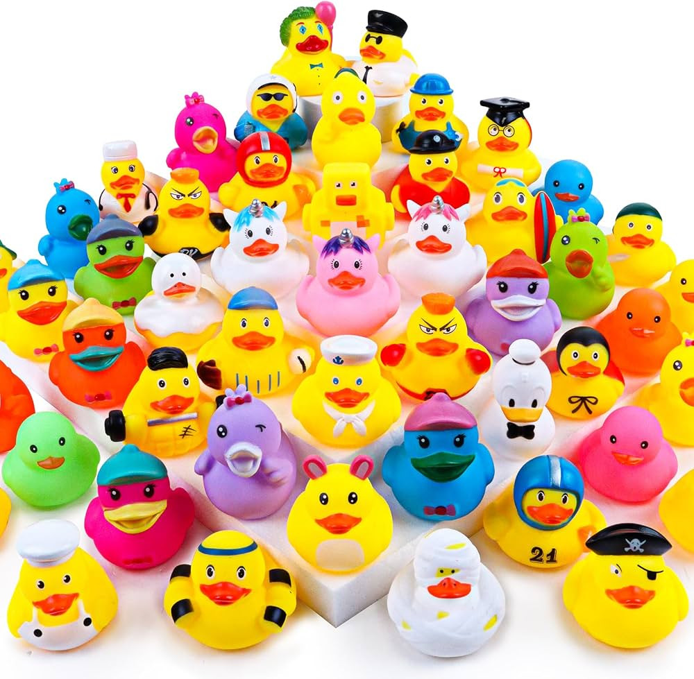 35 Pcs- 2 Inch Rubber Ducks, Random Assortment Ducks Bulk, Mini Rubber Duckies for Toddler Bath T... | Amazon (US)