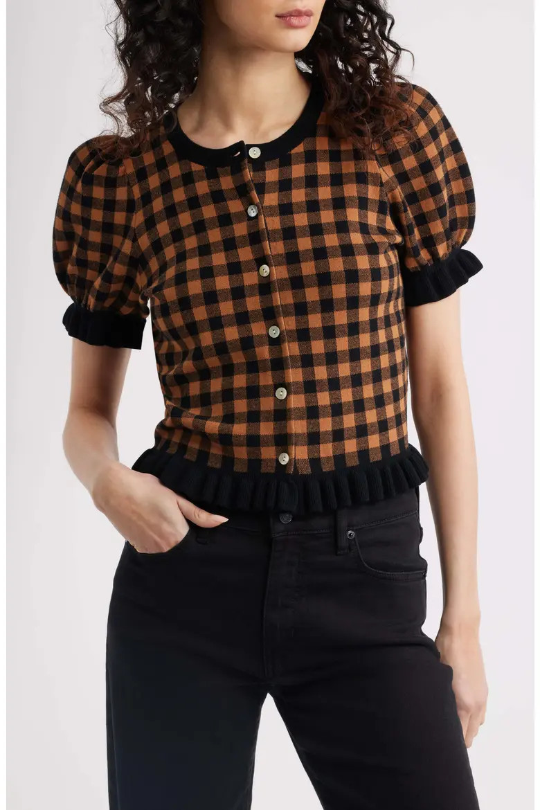 Lora Gingham Short Sleeve Cardigan (Women) | Nordstrom | Nordstrom