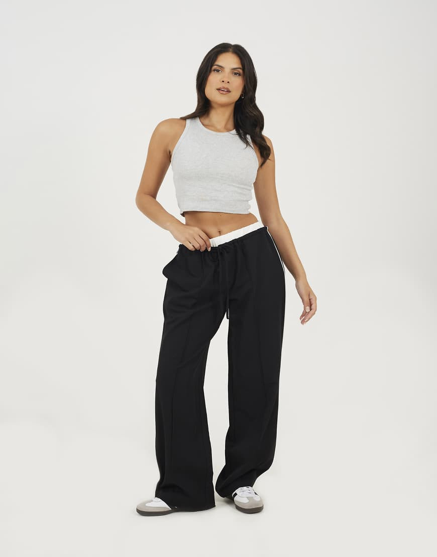 Brave Soul Contrast waistband tailored trousers in black | ASOS (Global)