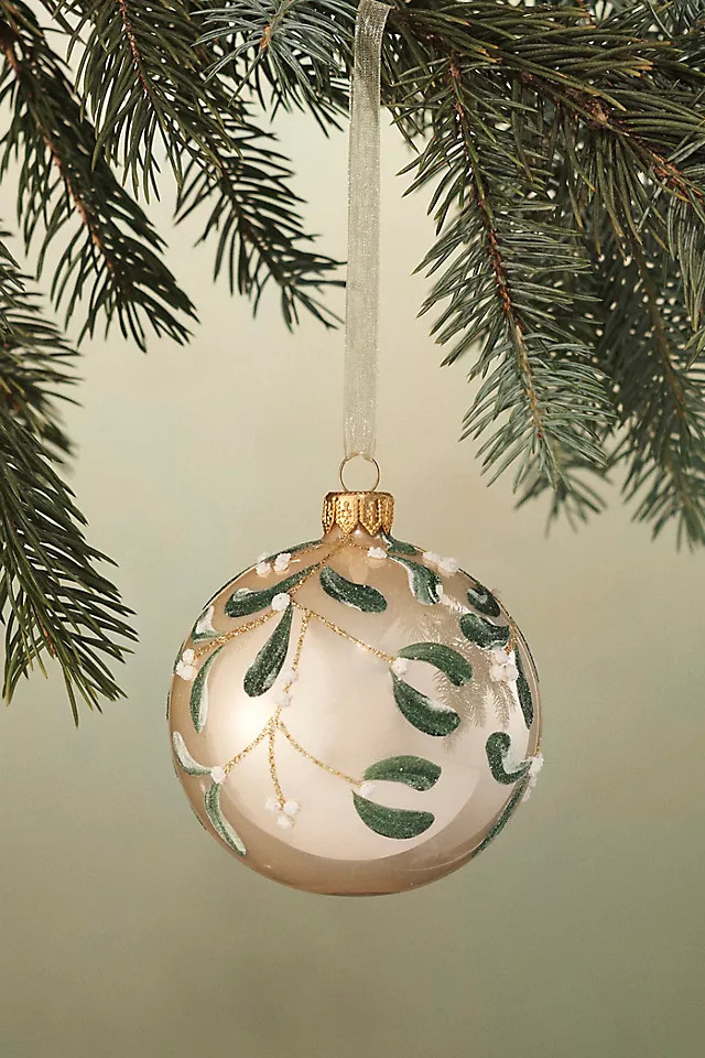 Mistletoe Glass Globe Ornament | Anthropologie (US)