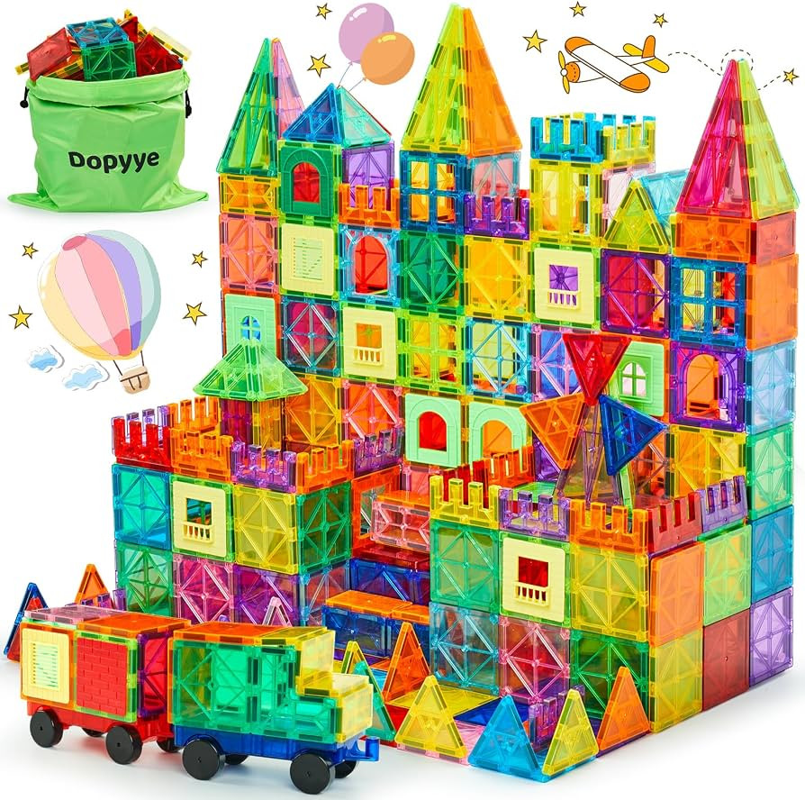 Magnetic Building Tiles for Kids, 100 PCS Magnetic Blocks with Storage Bag, Magnet Tiles STEM Edu... | Amazon (US)