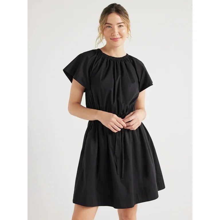 Free Assembly Women's Cotton Flutter Sleeve Mini Dress, Sizes XS-XXL | Walmart (US)