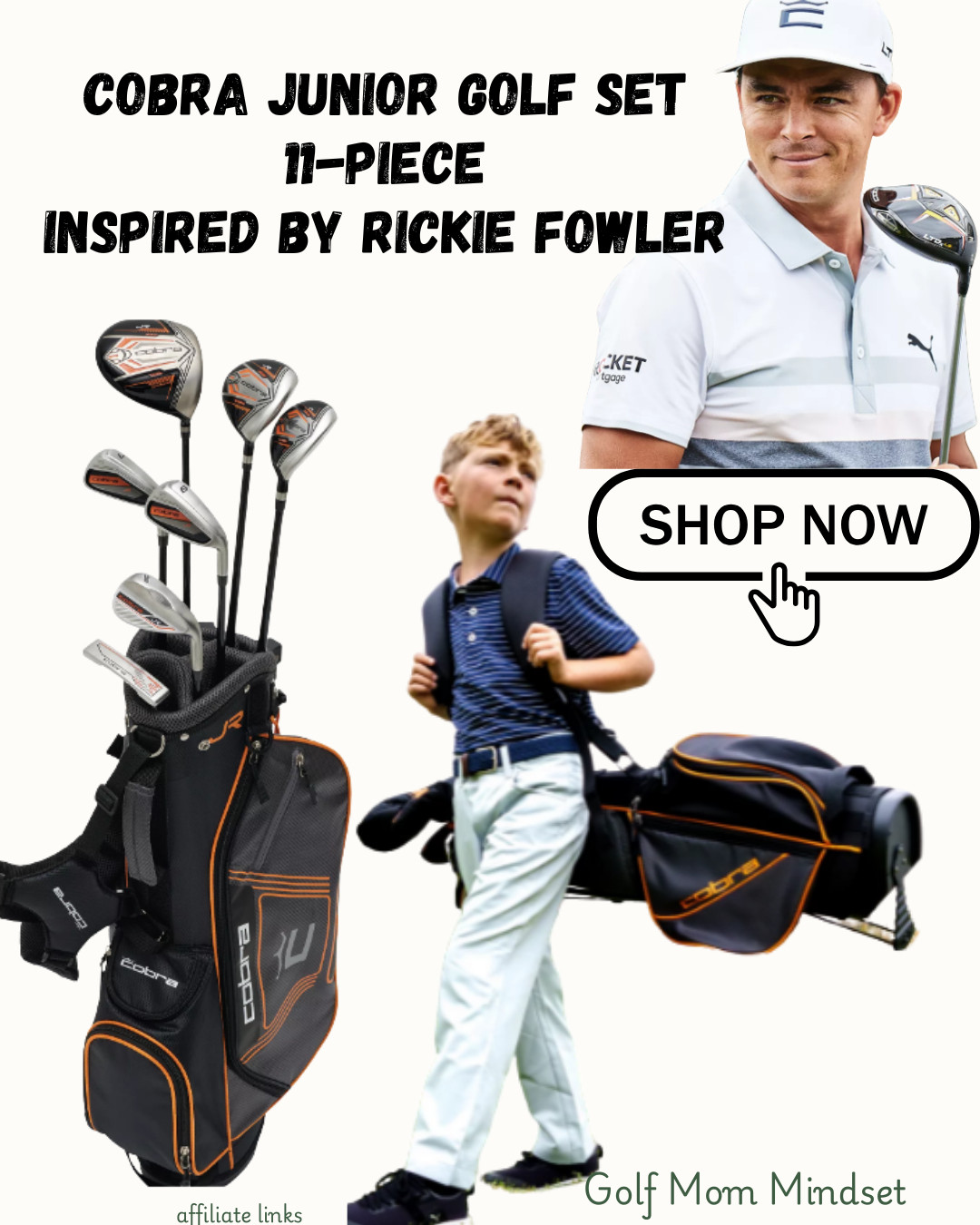 ⛳️ Big confidence starts with the right clubs.

The ⛳️ Cobra Junior 2024 11-Piece Complete Set was designed for junior golfers ready to level up their game — lightweight, high-performance, and inspired by Rickie Fowler’s iconic style.

Perfect for growing players ages 9–12, this set gives junior golfers the feel, confidence, and technology to develop proper swings while still having FUN on the course. 💥

As golf parents, investing in equipment that fits your child properly truly makes a difference in confidence, comfort, and enjoyment of the game. 🧡

✨ What’s included:
✔️ Driver
✔️ Fairway wood + hybrid
✔️ Irons + wedge
✔️ Blade putter
✔️ Premium stand bag with matching headcovers

Whether it’s tournament season, practice rounds, or weekend family golf… this set is such a solid option for junior golfers growing into competitive play.

🔗 Linked in my LTK + storefront
⛳️ Follow @GolfMomMindset for junior golf finds, golf parent life & mindset support

#JuniorGolf #GolfKids #GolfMom #GolfParent #YouthGolf #RickieFowler #CobraGolf #JuniorGolfer #GolfLife #GolfFamily #GolfEquipment #LTKGolf #GolfMomMindset #KidsGolf #GolfStyle 

 #LTKSeasonal #LTKActive #LTKKids