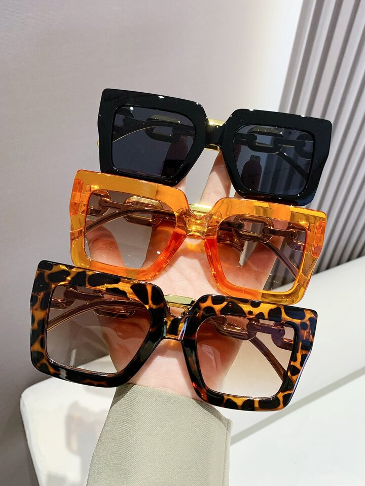 3pcs Women's Fashionable Square Shaped Plastic Decorated Sunglasses Shades Beach Accessories | SHEIN