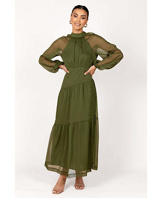 Women's Julip Sheer Long Sleeve Maxi Dress | Macy's
