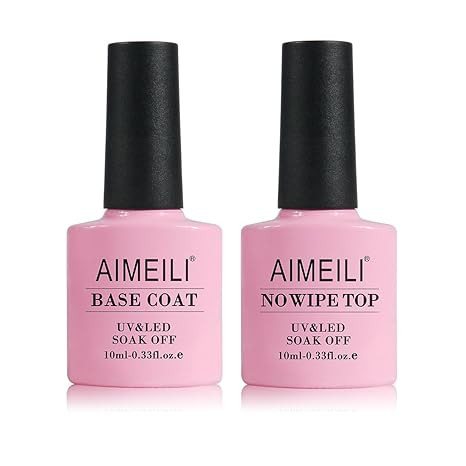 AIMEILI Gel Nail Polish No Wipe Top and Base Coat Set, Shine Finish and Long Lasting, Soak Off Ge... | Amazon (US)