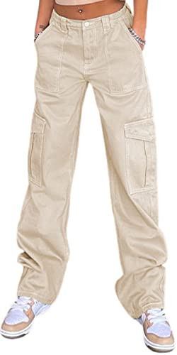Cargo Pants Women High Waist, Baggy Cargo Jeans with Pocket Baggy Jogger Relaxed Y2K Pants Fashion Jeans X-Large | Amazon (US)