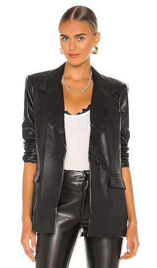 Downtown Vegan Leather Blazer in Black | Revolve Clothing (Global)
