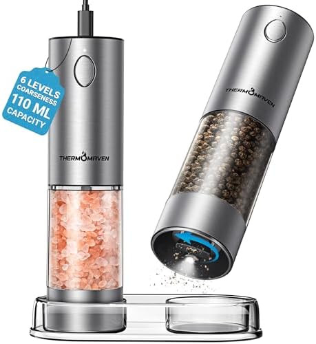 ThermoMaven Upgraded Larger Capacity Electric Salt and Pepper Grinder Set, 110ml Rechargeable Sal... | Amazon (US)