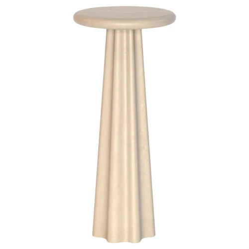 Ysella Modern Classic Beige Concrete Pedestal Round Outdoor Drink Table | Kathy Kuo Home