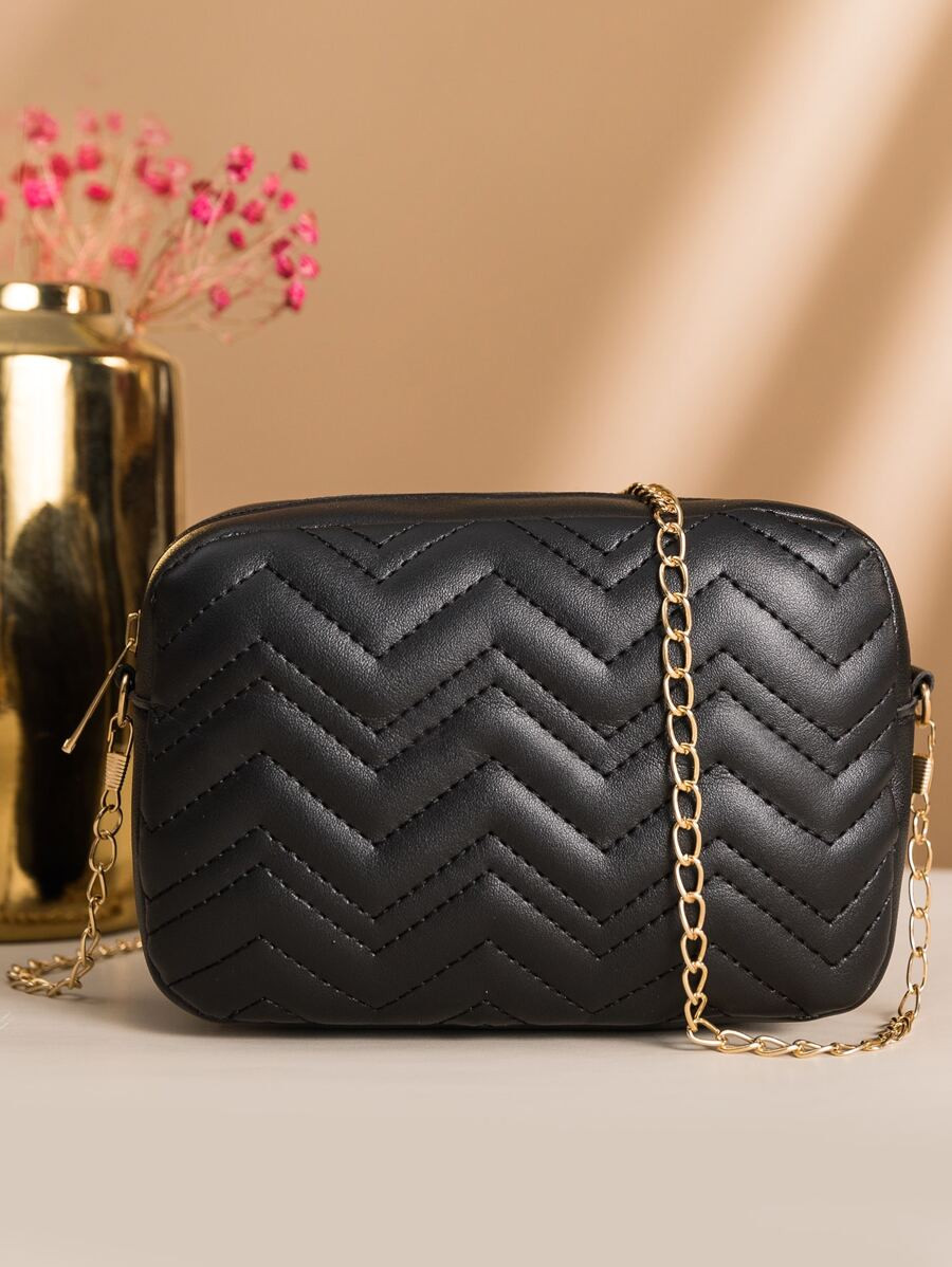 Mini Chevron Chain Crossbody Bag SKU: sg2108302520323336(1000+ Reviews)$3.00Make 4 payments of $0... | SHEIN