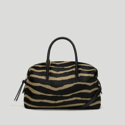 DeMellier The Small Stockholm in Zebra-Effect Hair Calf Leather Top handle bag | DeMellier