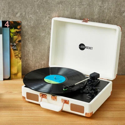 Arkrocket Curiosity Bluetooth Turntable Retro Suitcase 3-Speed Record Player with Built-in Speakers | Wayfair North America