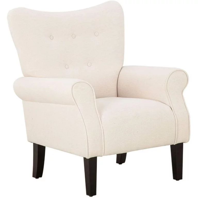 Erommy MidCentury Accent Chair with Arm ,High Back Armchair Beige,Beige | Walmart (US)