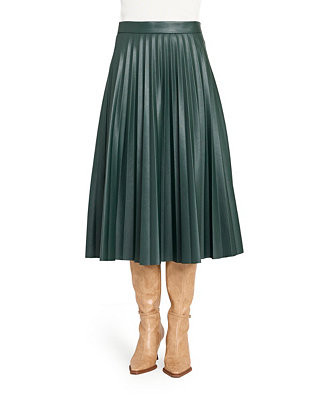 Women's Long Leather Pleated Skirt | Macy's