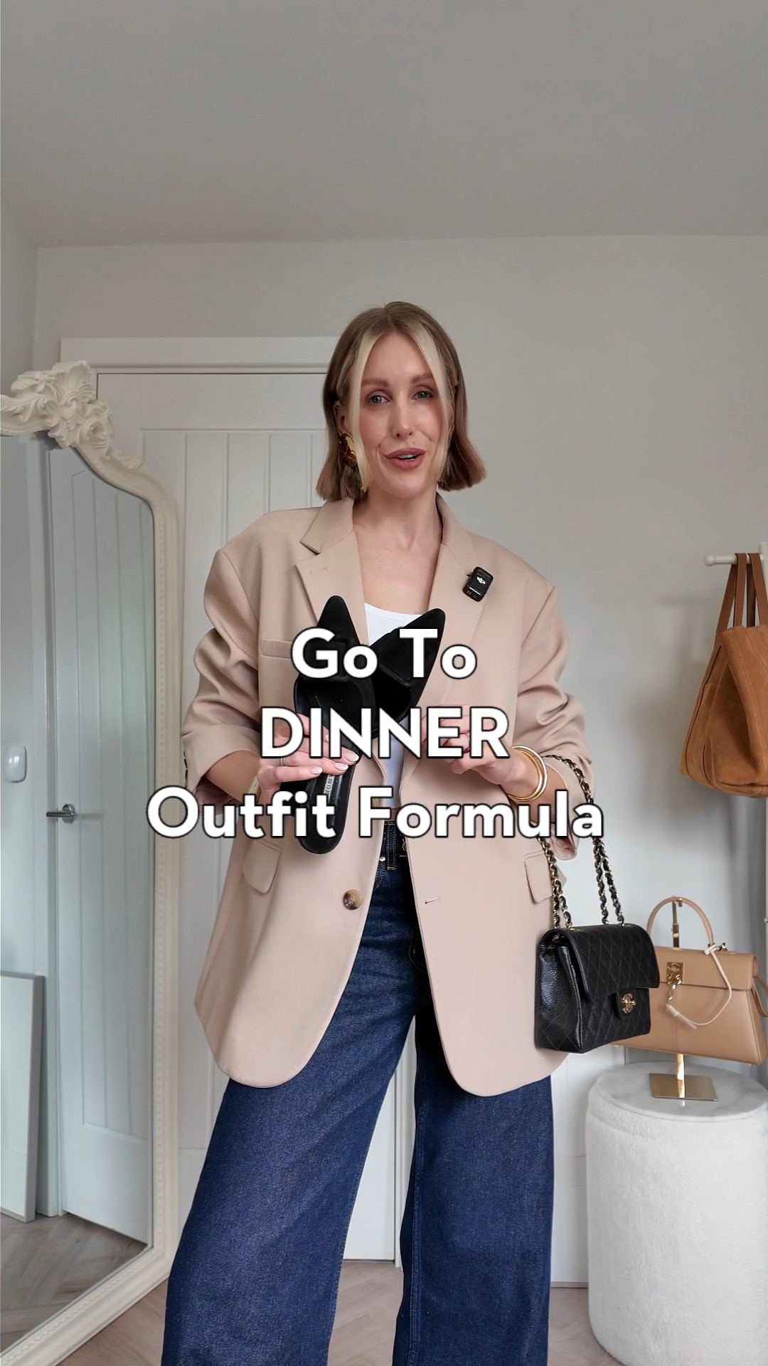 Dinner outfit formula 🍽️ Tank topOversize blazerJeansKitten heelsStatement earrings 

#LTKSeasonal #LTKstyletip #LTKeurope