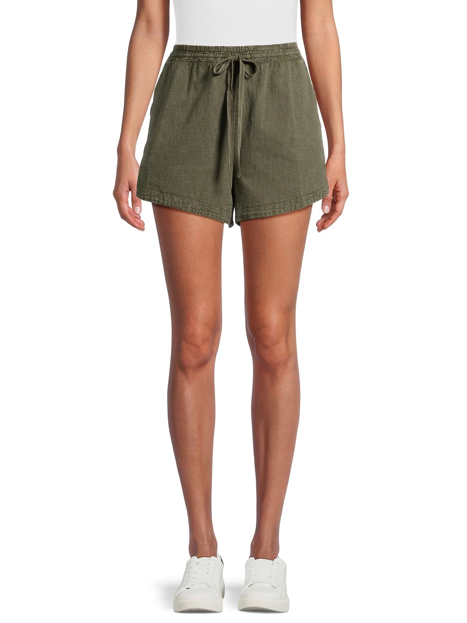 Time and Tru Women's Garment Dye Pull On Shorts, 3.5" Inseam, Sizes XS-3XL - Walmart.com | Walmart (US)