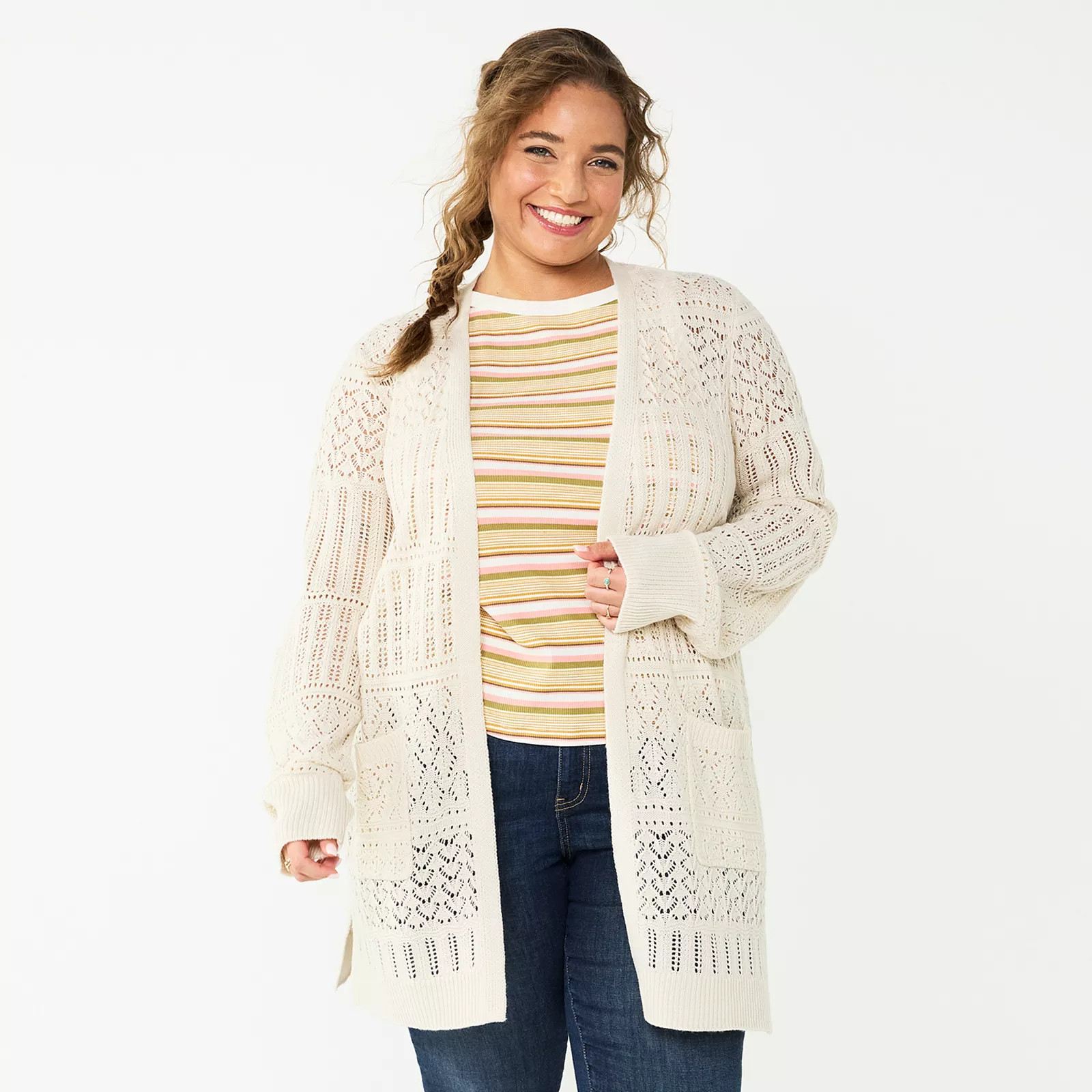 Plus Size Nine West Drop Shoulder Blouson Sleeve Cardigan | Kohl's