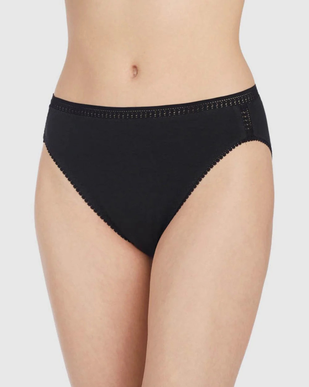 Cabana Cotton Hi Cut Brief Underwear - Black | On Gossamer