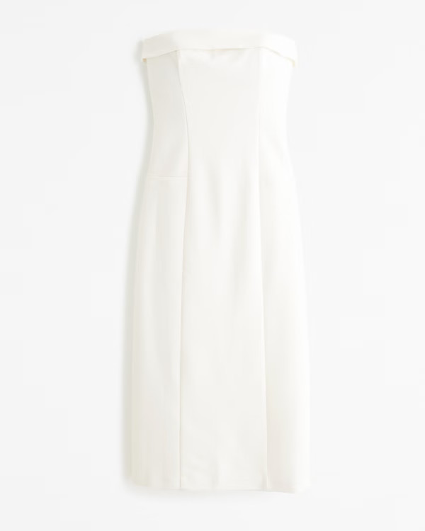 Strapless Tailored Midi Dress | Abercrombie & Fitch (US)