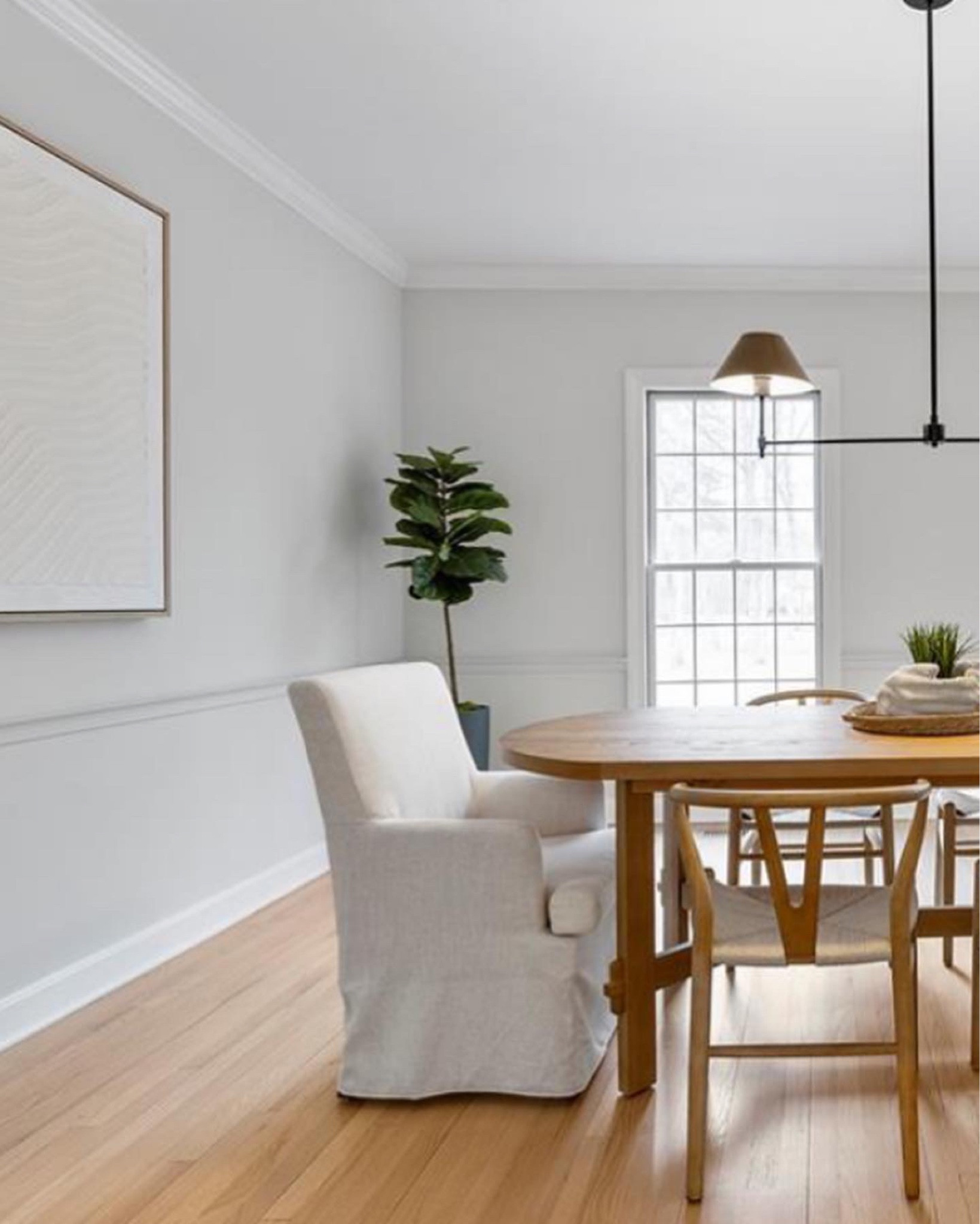 Dining room, neutral decor, McGee, anthro, slipcover chairs, white, oak, fiddle leaf

#LTKhome #LTKstyletip #LTKunder50