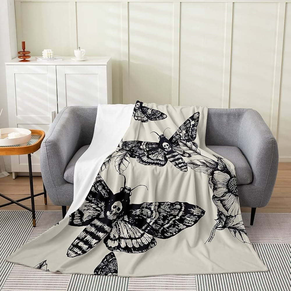 Death Moth Throw Blanket for Boys Girls Adult,Gothic Death Skull Flannel Blanket Lightweight Warm... | Amazon (US)