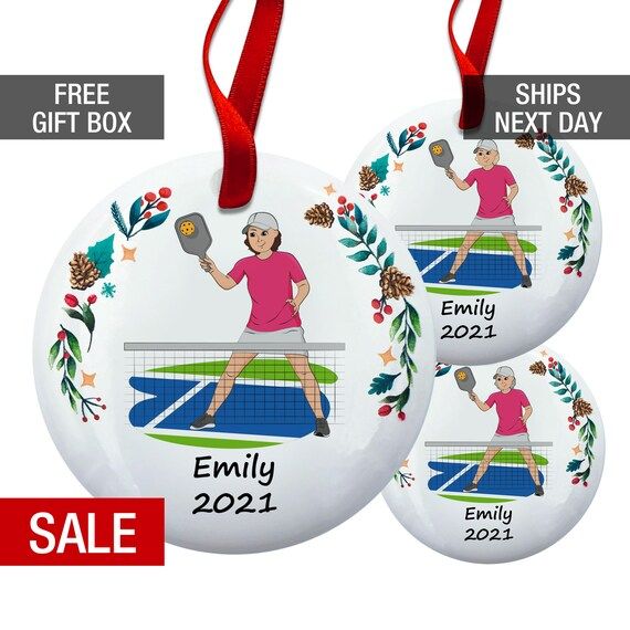 Pickleball Christmas Ornament Personalized 2021, Female Pickleball Player Gift, | Etsy (US)