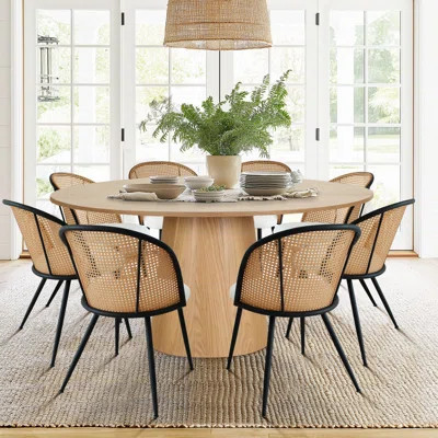 8 - Person Dining Table Sets With 60'' Round Table & 8 Upholstered Boucle Chairs | Wayfair North America