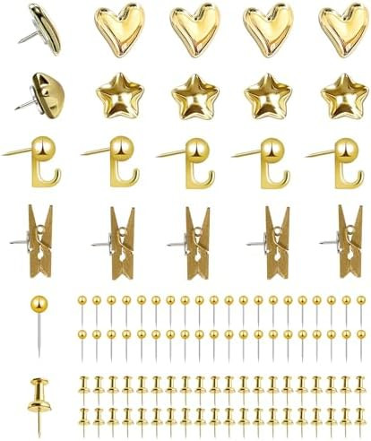 KEYDUACU 150 Pcs Gold Push Pins Set, Metal Thumb Tacks, Decorative Push Pins for Cork Board with ... | Amazon (US)