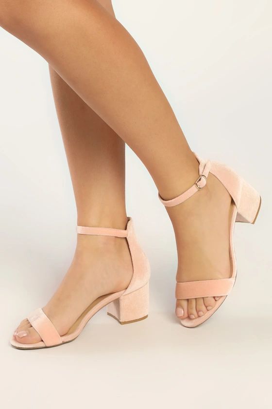 Harper Blush Velvet Ankle Strap Heels | Lulus (US)