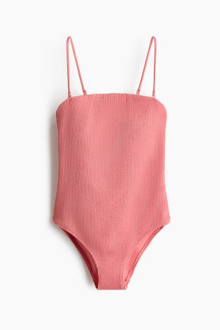H & M - Padded-cup bandeau swimsuit - Pink | H&M (US + CA)