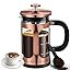 BAYKA 34 Ounce 1 Liter French Press Coffee Maker, Glass Classic Copper Stainless Steel Coffee Pre... | Amazon (US)