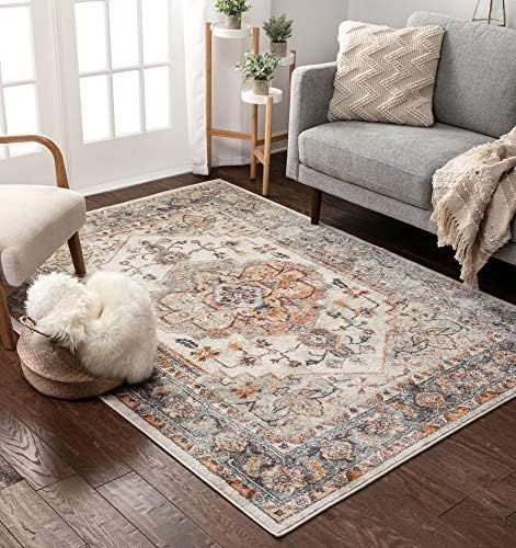 Well Woven Cameo Bohemian Vintage Ivory Multicolor Oriental Medallion Pattern Area Rug 5x7 (5'3" ... | Amazon (US)