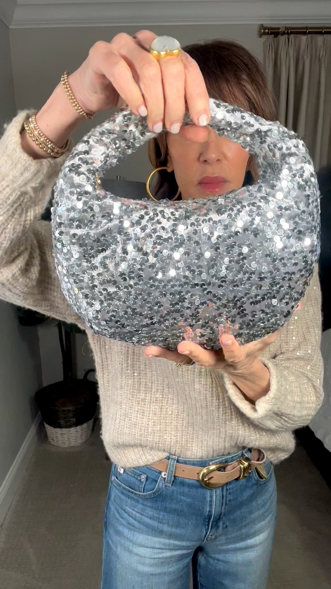 silver sequin handbag, evening bag , event outfit, holiday outfit 

#LTKootd #LTKSeasonal #LTKHoliday