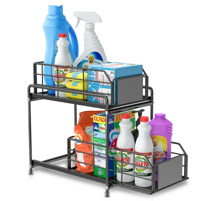 VAVSEA Metal Under Sink Organizers,  2 Tier Bathroom Cabinet Organizers, Slide Out Sink Shelf Cab... | Walmart (US)