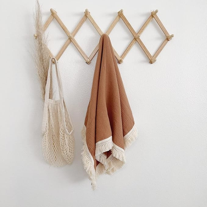 Muslin Cotton Baby Receiving Blanket with Fringe, Boho Bohemian Tassels, Nursery Decor, Boy or Gi... | Amazon (US)