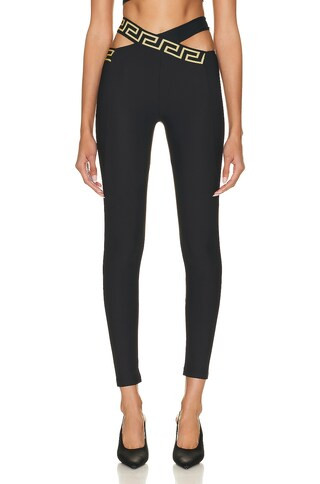 VERSACE Criss Cross Band Legging in Nero | FWRD | FWRD 