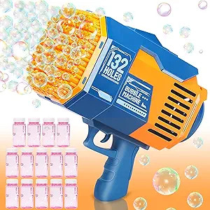 Bubble Gun, Upgraded 132-hole Bubble Machine Gun with Color Light, Bazooka Bubble Machine, Suitab... | Amazon (US)