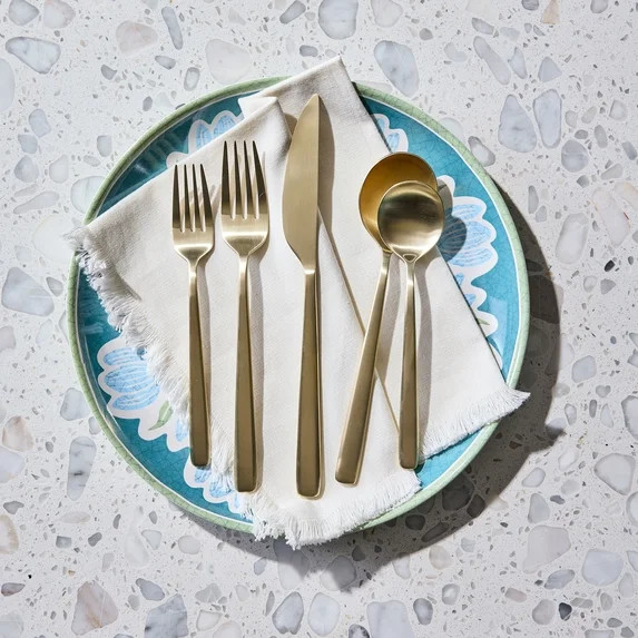 Better Homes & Gardens Gold Flatware Set, 20-Piece, Rounded Design | Walmart (US)