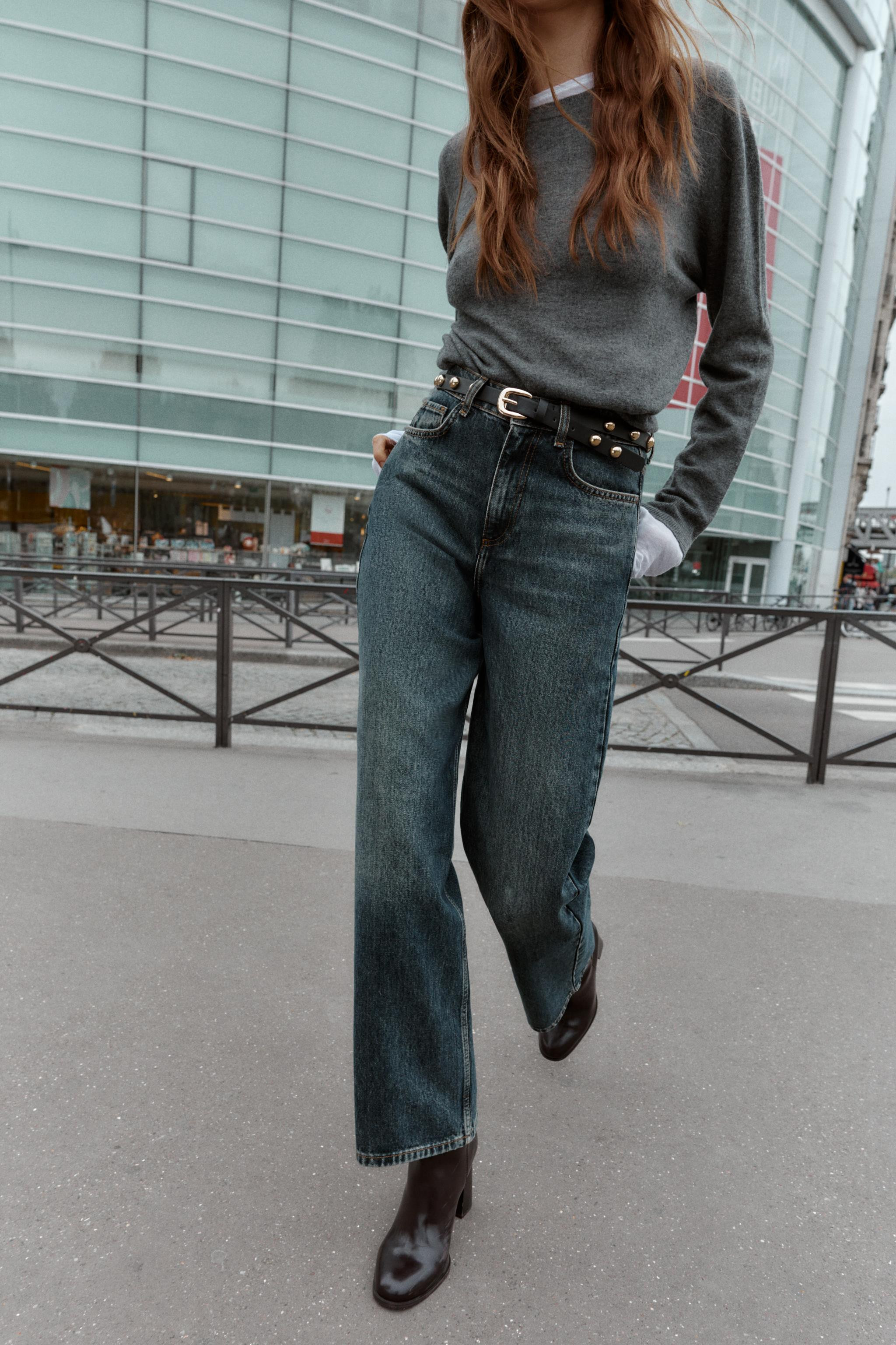 Z1975 STRAIGHT TAPERED HIGH-WAIST JEANS WITH BELT | Zara AU