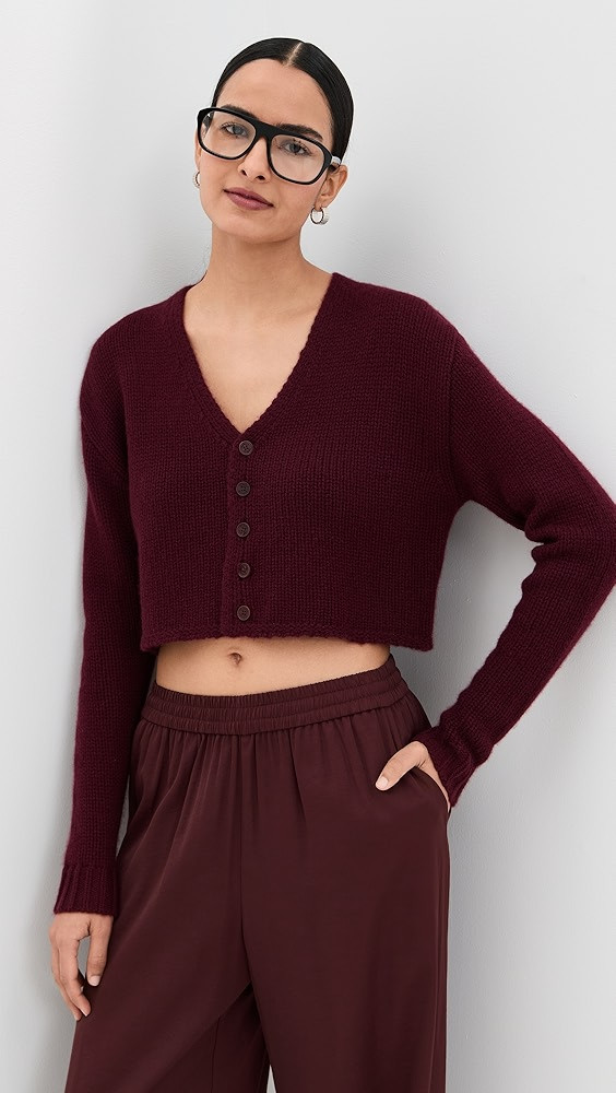 Bianco Cropped V Neck Cashmere Cardigan | Shopbop