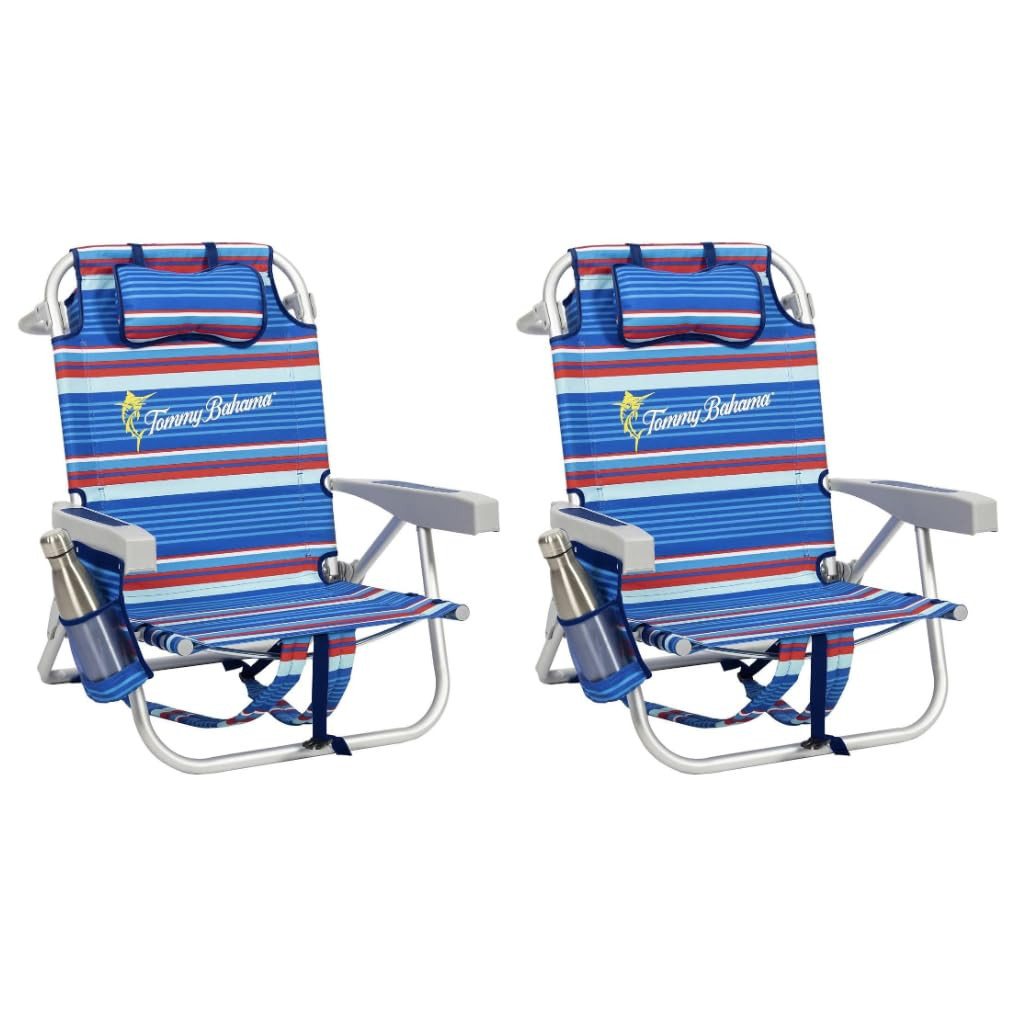 Tommy Bahama Backpack Beach Chair 2 Pack (Sailfish and Palms), Aluminum, Multicolor | Amazon (US)