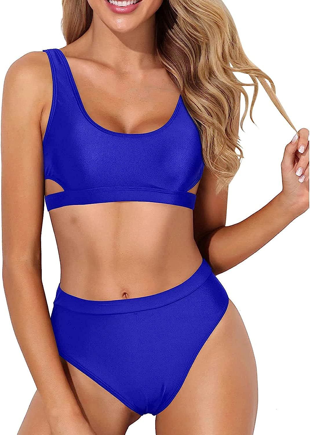 Holipick Two Piece Bikini Sets for Women High Waisted Bikini Sport Swimsuit High Cut Bathing Sui... | Amazon (US)