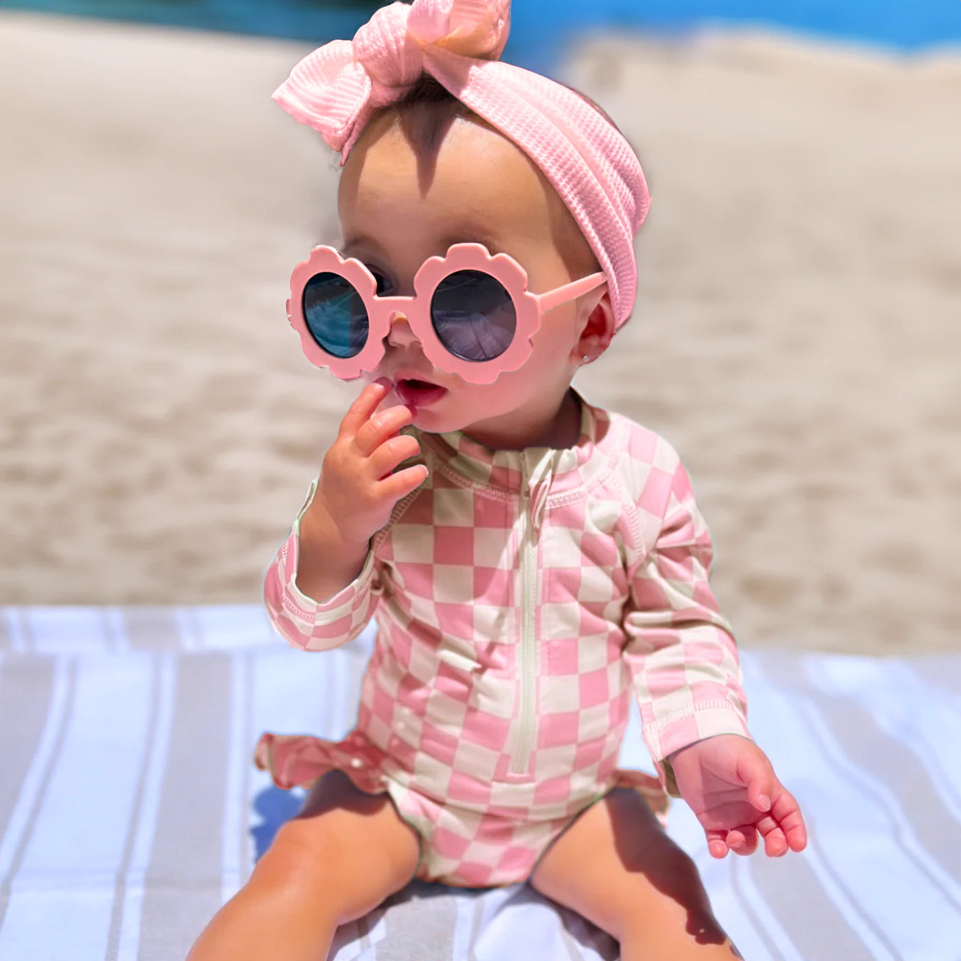 Strawberry Shortcake Checkerboard / Skipper Rashguard Swimsuit / UPF 5 | SpearmintLOVE