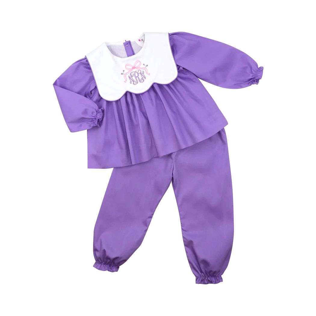 Lavender Pique Scalloped Collar Pant Set | Eliza James Kids