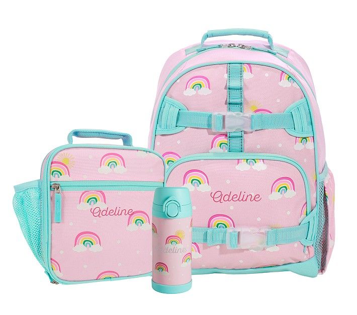Mackenzie Pink Rainbows Glow-in-the-Dark Backpack & Lunch Bundle, Set of 3 | Pottery Barn Kids