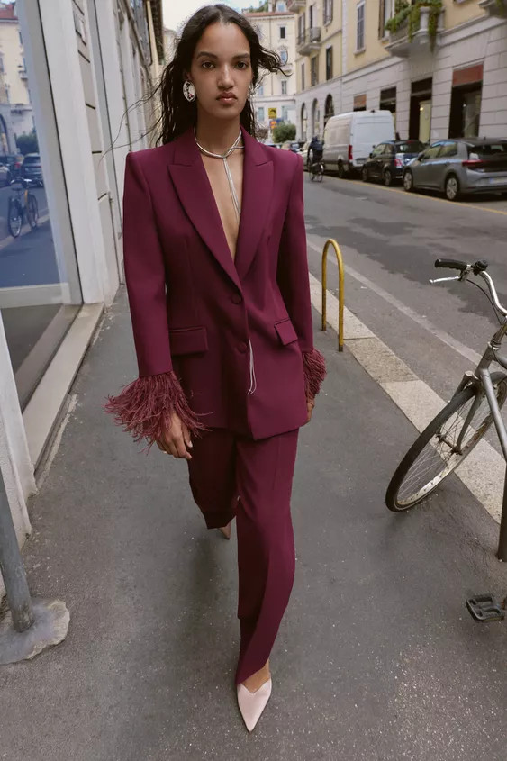 FEATHER CUFF BLAZER | Zara US